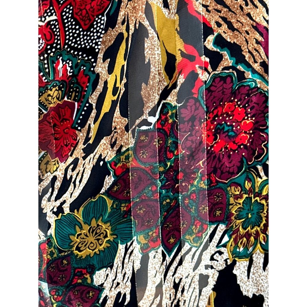 Lucie Ann II Vintage Sheer Open Front Kimono Sleeve Blouse Floral Animal Print B - Picture 5 of 6